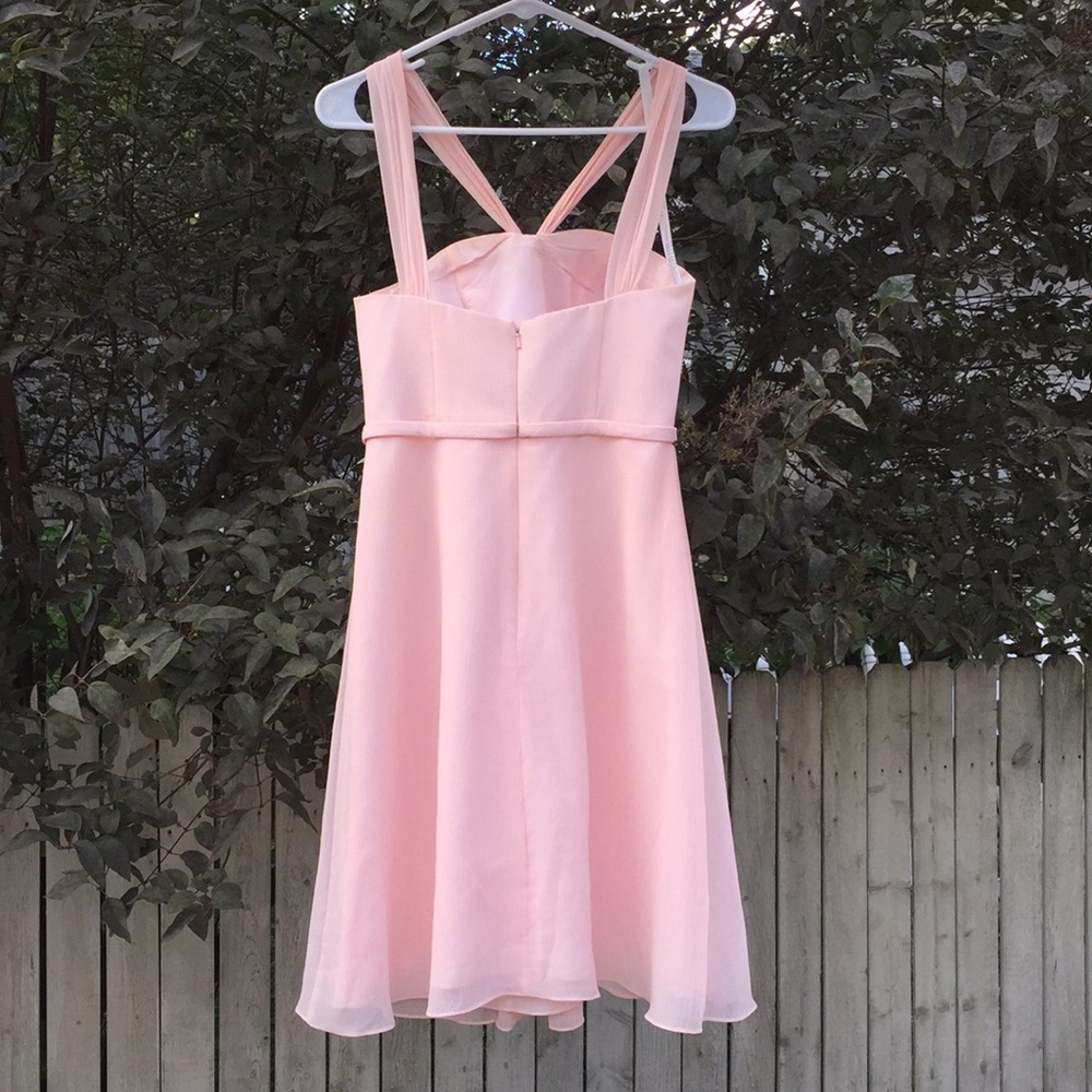 {David’s Bridal}Size 4,Peach Crinkle Chiffon Dress - Picture 3 of 4